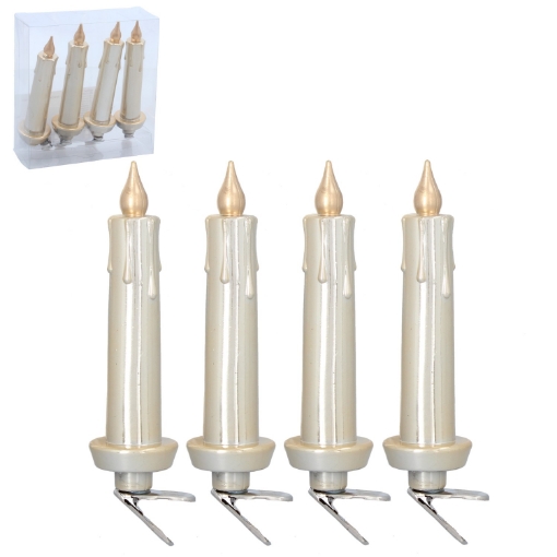 Chomik Набор из 4 елочных украшений - свечи с зажимом 11 см, BIK7434 - Home Club