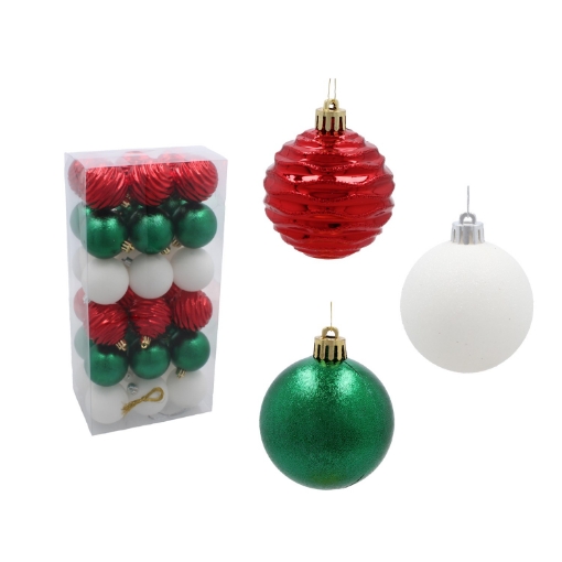 Chomik Набор из 36 шариков, 6 см, красный/зеленый/белый, GIF9889 - Home Club