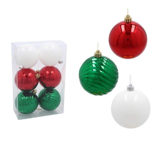Chomik Набор из 6 шариков, 8 см, красный/зеленый/белый, GIF9896 - Home Club