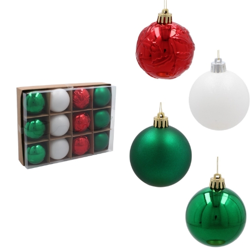 Chomik Набор из 12 шариков, 6 см, красный/зеленый/белый, GIF9902 - Home Club