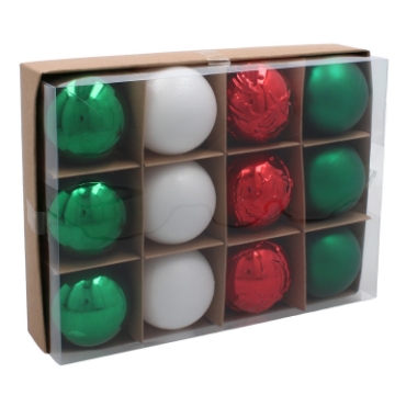 Chomik Набор из 12 шариков, 6 см, красный/зеленый/белый, GIF9902 - Home Club