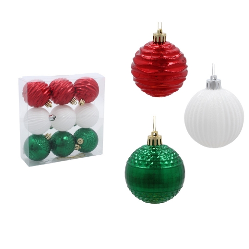 Chomik Набор из 9 шариков, 6 см, красный/зеленый/белый, GIF9926 - Home Club