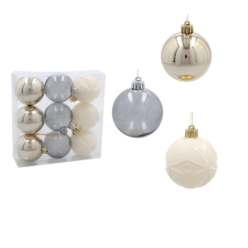 Chomik Набор из 9 шаров диаметром 6 см, цвета шампань/серый/белый, GIF9957 - Home Club