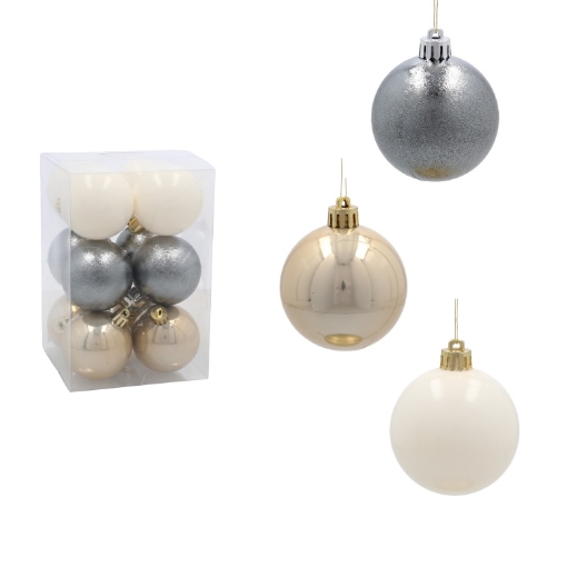 Chomik Набор из 12 шариков, 6 см, шампань/серый/белый, GIF9964 - Home Club