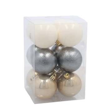 Chomik Набор из 12 шариков, 6 см, шампань/серый/белый, GIF9964 - Home Club