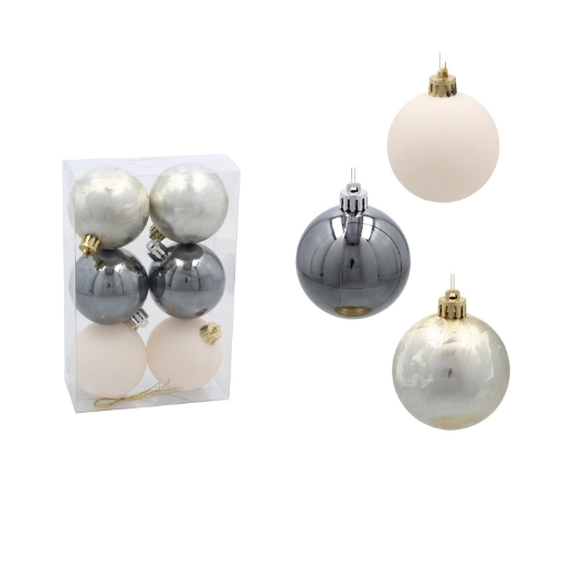 Chomik Набор из 6 шариков диаметром 6 см, цвета шампань/серый/белый, GIF9971 - Home Club