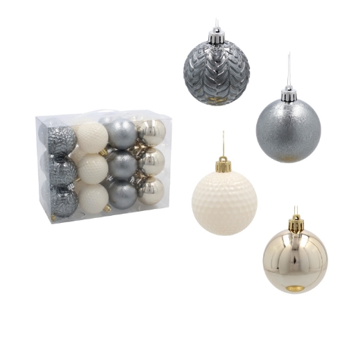 Chomik Набор из 24 шариков 6 см, шампань/серый/белый, GIF9988 - Home Club