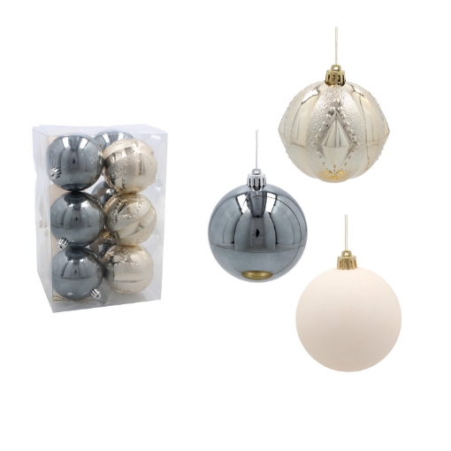 Chomik Набор из 12 шариков, 8 см, шампань/серый/белый, GIF0011 - Home Club