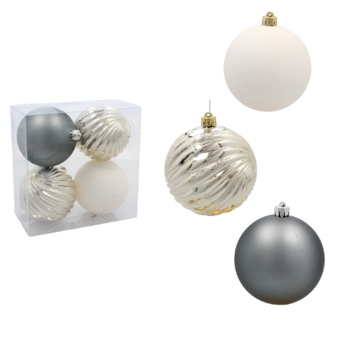 Chomik Набор из 4 шаров диаметром 10 см, цвета шампань/серый/белый, GIF0028 - Home Club