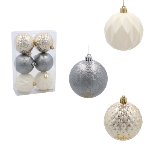 Chomik Набор из 6 шариков, 8 см, шампань/серый/белый, GIF0066 - Home Club