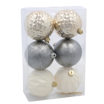 Chomik Набор из 6 шариков, 8 см, шампань/серый/белый, GIF0066 - Home Club