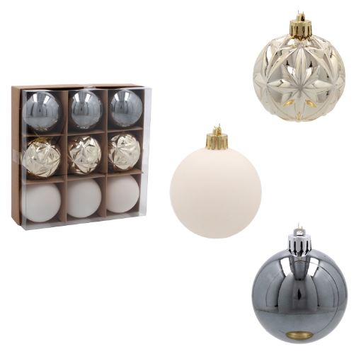 Chomik Набор из 9 шаров диаметром 6 см, цвета шампань/серый/белый, GIF0073 - Home Club