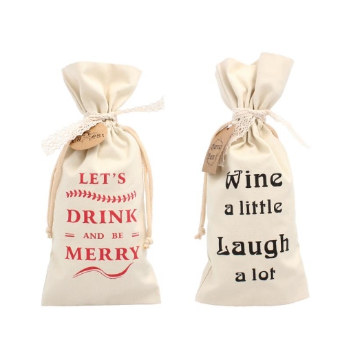 Chomik Подарочный Мешок Для Бутылки 15 X 35 См Кремовый С Надписю, DEP1086 - Home Club
