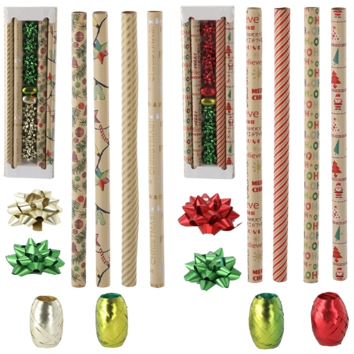 Chomik Праздничный Набор Для Упаковки Подарков 70 x 200 См Kraft С Различными Узорами, BAG6543 - Home Club