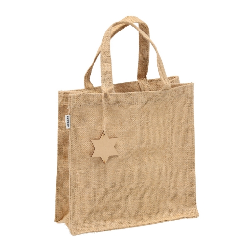 Chomik Джутова Сумка З Золотою Ниткою І Підвіскою 25 x 25 x 10 См - Natural, IKA6851 - Home Club