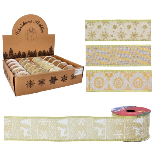 Chomik Праздничная Декоративная Лента 5 См x 2,7 М Золотая С Разнообразными Узорами, TAS9805 - Home Club