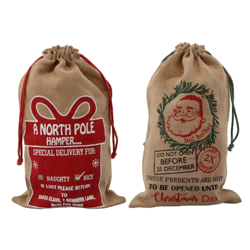 Chomik Подарочный Мешок Bożonar. 39 x 65 см, из джута, с различными узорами, IKA4099 - Home Club