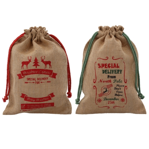 Chomik Подарочный Мешок Bożonar. 28 x 40 см из джута, различные дизайны, IKA4136 - Home Club