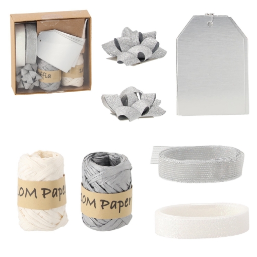 Chomik Праздничный Набор Для Упаковки Подарков - Серебряный / Белый, 11 Предметов., TAS7588 - Home Club