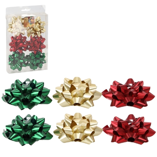Chomik Kpl. 6 Бантів 8 См Для Упаковки Подарунків - Червоний / Золотий / Зелений, TAS7618 - Home Club
