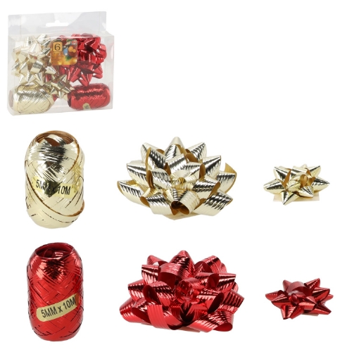 Chomik Набор Для Упаковки Подарков - Золотой / Красный (2 Ленты + 4 Банты), TAS7632 - Home Club
