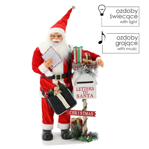Chomik Санта Клаус З Ящиком Для Листів – Led, Мелодія 100 См, WAI3436 - Home Club