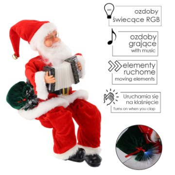 Chomik Санта Клаус С Акордеоном - Играющий Led 40,5 См, SAT6529 - Home Club