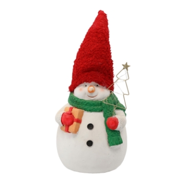 Chomik Фигурка Рождественская - Стоящий Снежный Человек С Красной Шапкой И Новогодней Елкой Led 23 x 20,5 x 32/37 см, GOT5388 - Home Club