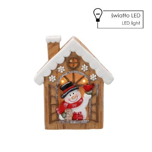 Chomik Фигурка Рождественская - Домик С Снежным Человечком 28 X 10 X 33 См Led, GOT0943 - Home Club