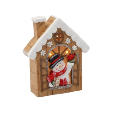 Chomik Фигурка Рождественская - Домик С Снежным Человечком 28 X 10 X 33 См Led, GOT0943 - Home Club