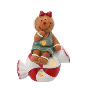 Chomik Рождественская Фигурка - Печеночный Человек, Сидящий На Конфете, 26,5 X 15 X 35 См, Светодиод, GOT0981 - Home Club