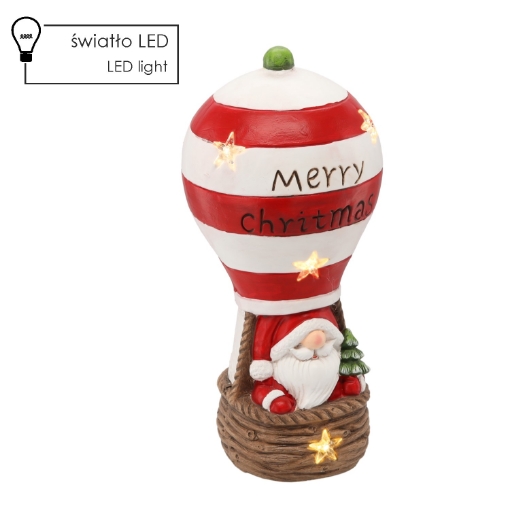 Chomik Фигурка Рождественская - Санта-Клаус В Воздушном Шаре 20 X 20 X 43 См С Светодиодами, GOT0998 - Home Club