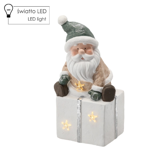 Chomik Фигурка Рождественская - Санта-Клаус, Сидящий На Подарке, 22,5 X 18 X 43,5 См, Светодиоды, GOT1179 - Home Club