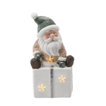 Chomik Фигурка Рождественская - Санта-Клаус, Сидящий На Подарке, 22,5 X 18 X 43,5 См, Светодиоды, GOT1179 - Home Club