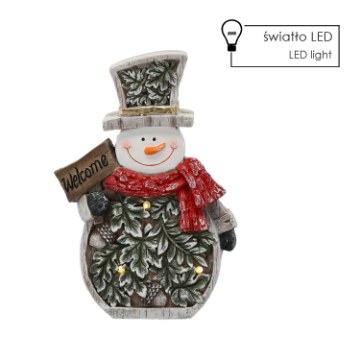 Chomik Фигурка Рождественская - Снежной Человек С Листьями 25,5 X 9,5 X 37,5 См Led, GOT1193 - Home Club