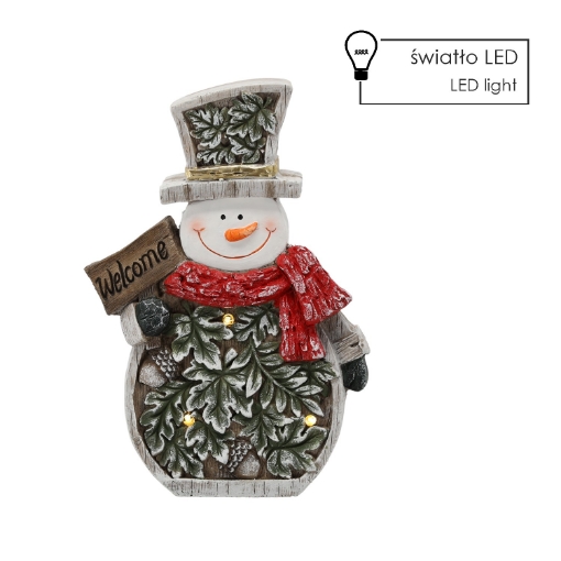 Chomik Фигурка Рождественская - Снежной Человек С Листьями 25,5 X 9,5 X 37,5 См Led, GOT1193 - Home Club
