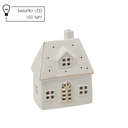 Chomik ФИГУРКА РОЖДЕСТВЕНСКАЯ - КЕРАМИЧЕСКИЙ ДОМИК 13,5 X 8 X 17,2 СМ LED, GOT1230 - Home Club