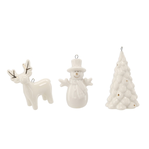 Chomik Новогодняя Фигурка - Керамическая Подвесная Елка/Снежный Человек/Саня 4,5 X 3 X 6,4 См, GOT1261 - Home Club