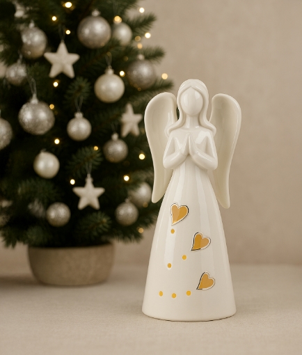 Chomik Фигурка Рождественская - Керамический Ангел 7,7 X 7,1 X 20,4 См Led, GOT1278 - Home Club