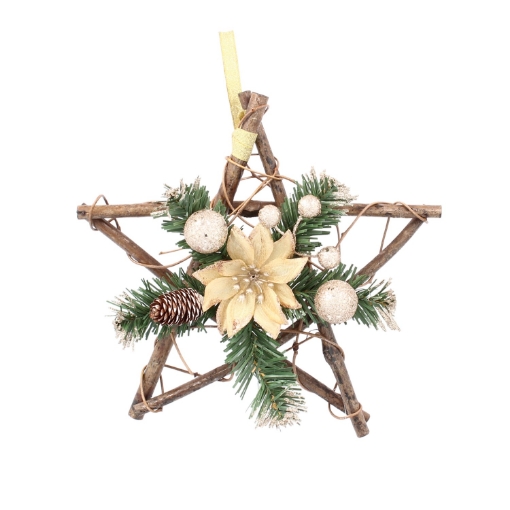 Chomik Деревянная звезда подвесная 25 см золотая, ANT9557 - Home Club