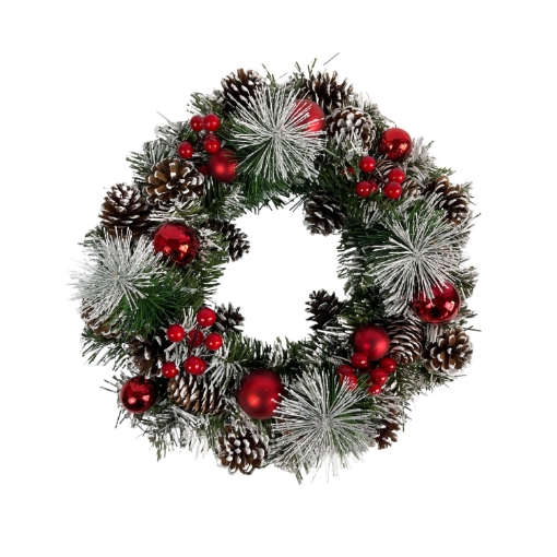 Chomik Святковий вінок 36 см червоний з шишками, ANT0620 - Home Club