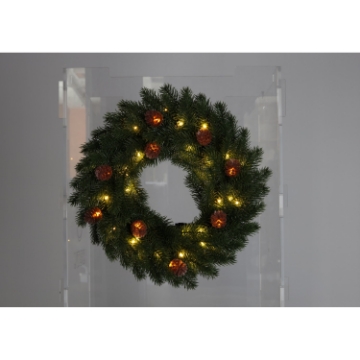 Chomik Рождественский венок Led 40 см 40 л зеленый со светящимися шишками на батарейках, LED9669 - Home Club