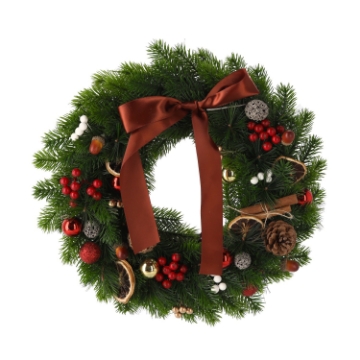 Chomik Рождественский венок Led 40 см, 40 лампочек, зеленый с коричневым бантом, работает от батареек., LED9706 - Home Club