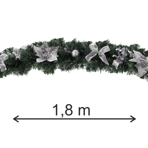 Chomik Рождественское Украшение - Гирлянда 1,8 М Серебряная, ANT2293 - Home Club