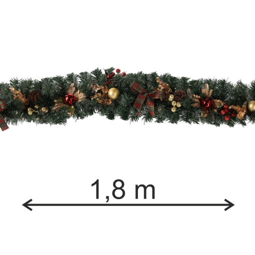 Chomik Рождественское Украшение - Гирлянда 1,8 М Красно-Золотая, ANT2385 - Home Club
