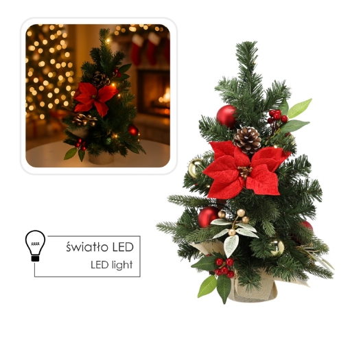 Chomik Рождественская Елка 15 Светодиодов 50 См Красно-Золотая, GOS0721 - Home Club