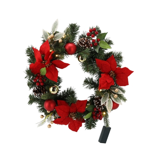 Chomik Праздничный Венец 15 Светодиодов 40 См Красно-Золотой, GOS0745 - Home Club