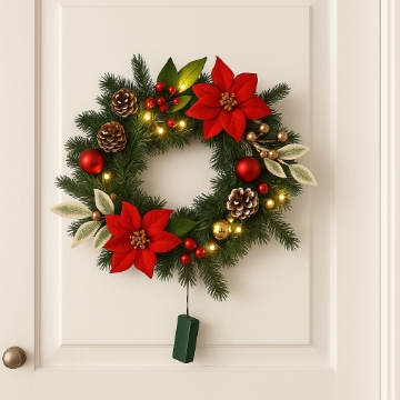 Chomik Праздничный Венец 10 Светодиодов 30 См Красно-Золотой, GOS0752 - Home Club