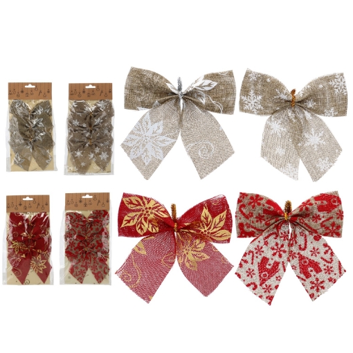 Chomik Кпл. 3 Різдвяних Кокардок 12 См Червоних/Натуральних, GIF0676 - Home Club