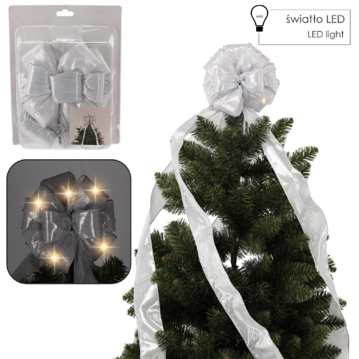 Chomik Бант На Вершину Ялинки Срібний Led 1,8 М, KOK3252 - Home Club